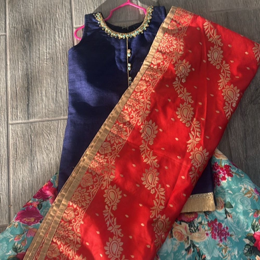 Ami Navy Dress with Gold Accents